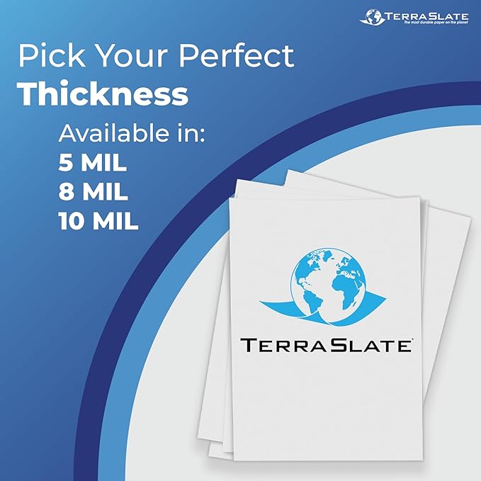 TerraSlate Waterproof Laser Printer Paper – Rip-Proof, Weatherproof, 5 Mil (24lb Bond), A4 Size 210 x 297 mm, 25 Sheets, White, Synthetic Paper for Outdoor Use