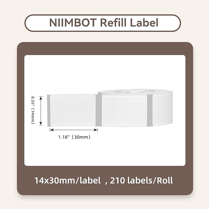 NIIMBOT D11 Label Maker Tape D110 Labels 3Rolls, Self-Adhesive Labeling Tape Replacement 0.55" X 1.18" (14 X 30mm) Clear Label Refills for Home Office, 630 Labels/3Rolls, Clear