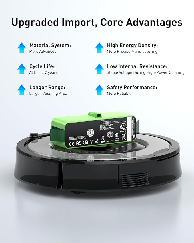1800Li Replacement Battery for iRobot Roomba, Imported battery Replacement for Roomba 900 800 700 600 Series, for 960 965 970 980 981 801 805 850 860 877 890 891 895 780 790 614 615 640 665 670 675