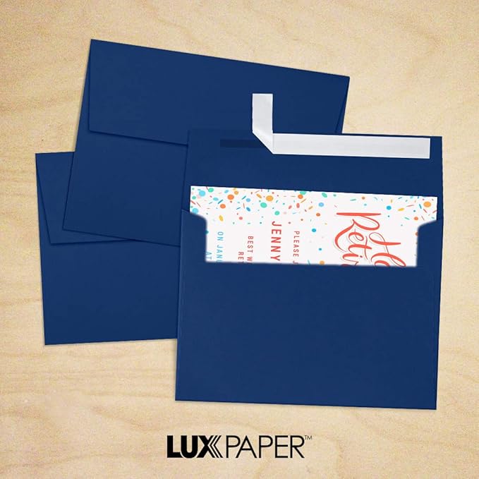 LUXPaper A7 Invitation Envelopes | Peel & Press | 5 1/4" x 7 1/4" | Navy Blue | 80lb. Text | 50 Qty