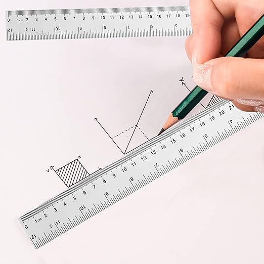 YouOKLight Clear 12 inch Plastic Metric Transparent Ruler - Pack of 3 for Kids, School, Office, Drafting