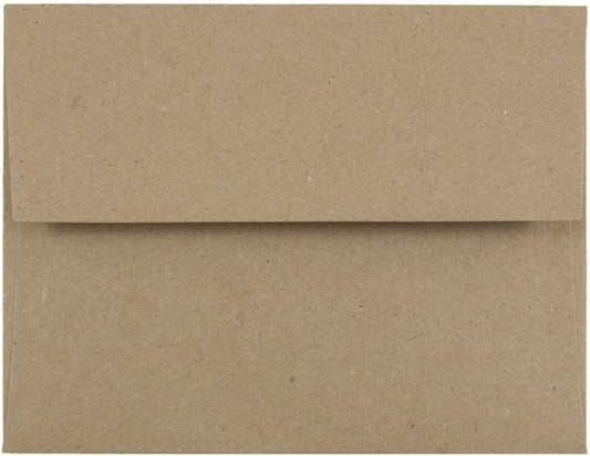 JAM PAPER A2 Premium Invitation Envelopes - 4 3/8 x 5 3/4 - Brown Kraft Paper Bag - 100/Pack