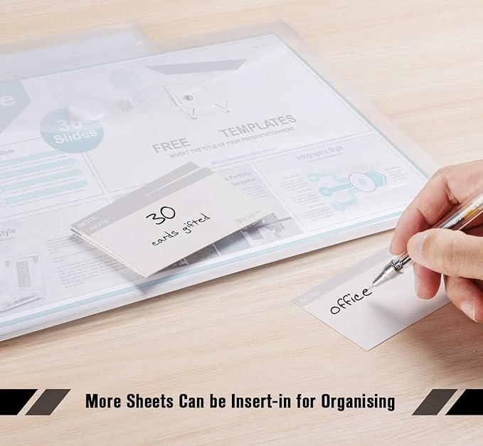 ABSOFINE 25 Pack Transparent Plastic Envelope Folders, A4 Letter Size, 100% Clear, Hook & Loop Closure, Label Pocket, Easy Storage