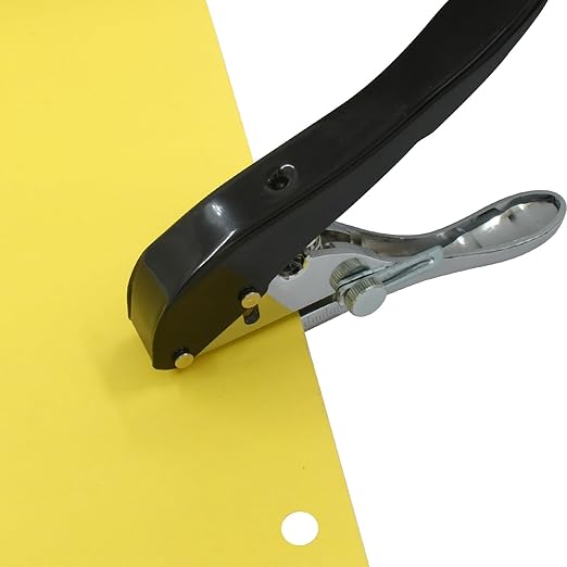 8 mm Single Hole Punch, Portable Hand Held Paper Hole Puncher, Black Long Hole Punch for Paper, Cards, Plastic