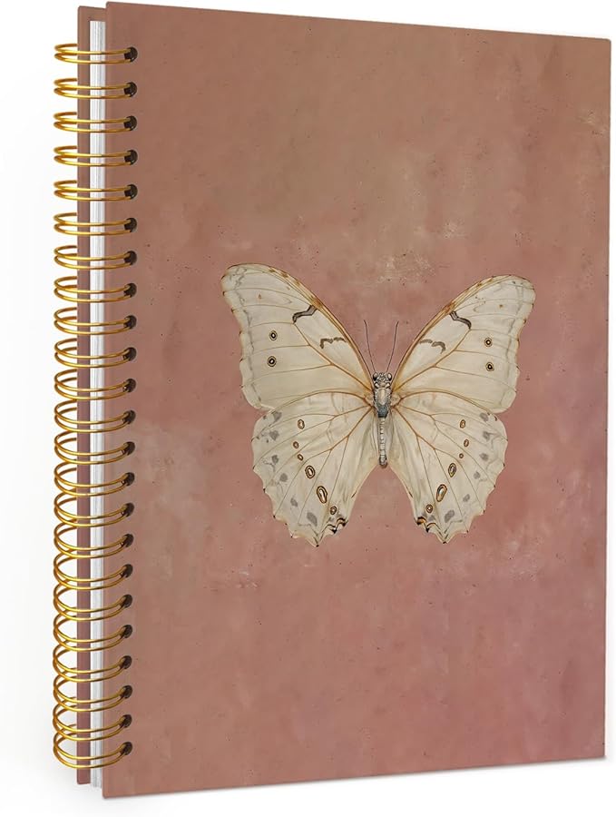 Wheatwin Butterfly Pink Notebook Journal, Vintage Pink Cute Butterfly Journal for Women, Preppy Gifts for Teen Girls, 5.5x8.3 Inch
