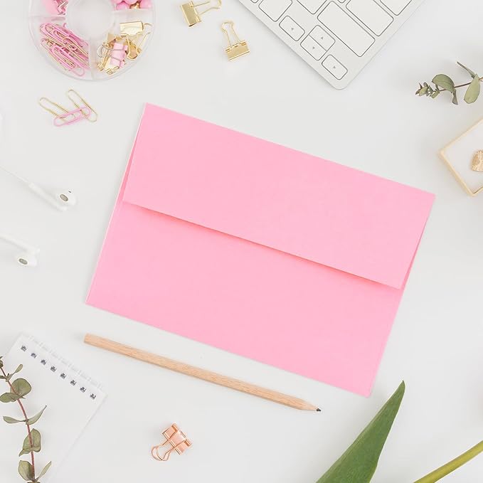 50 Pack 4x6 Envelopes for Invitations,4.75x6.5 inches,A4 Envelope Pink Self Seal,Printable Envelopes for Wedding,Invitation,Baby Shower,4x6 Cards