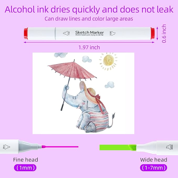 60 Alcohol Markers, Dual Brush Tip Art Markers, Coloring Marker for Adults Illustration Book Painting Card Making