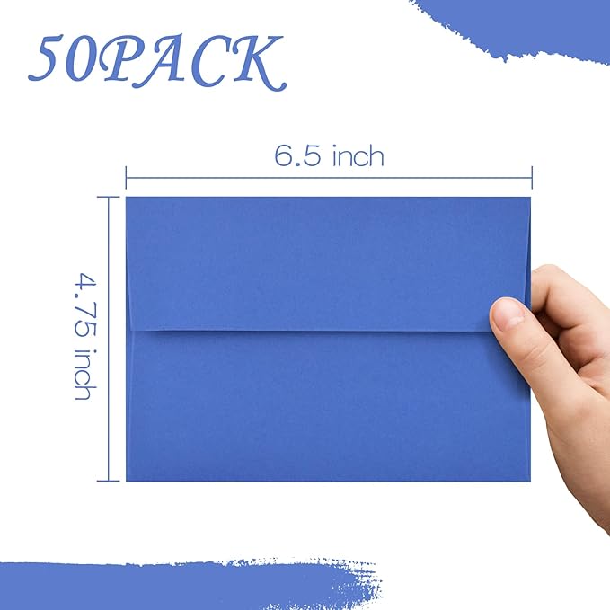 50 Pack 4x6 Envelopes for Invitations,4.75x6.5 inches,A4 Envelope Blue Self Seal,Printable Envelopes for Wedding,Invitation,Baby Shower,4x6 Cards