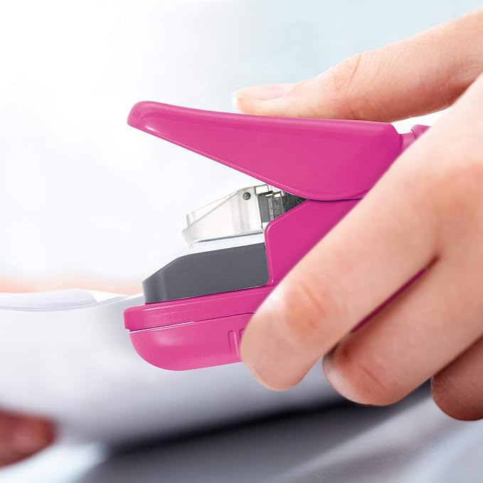 Plus Paper Clinch Staple-Free Stapler, Pink