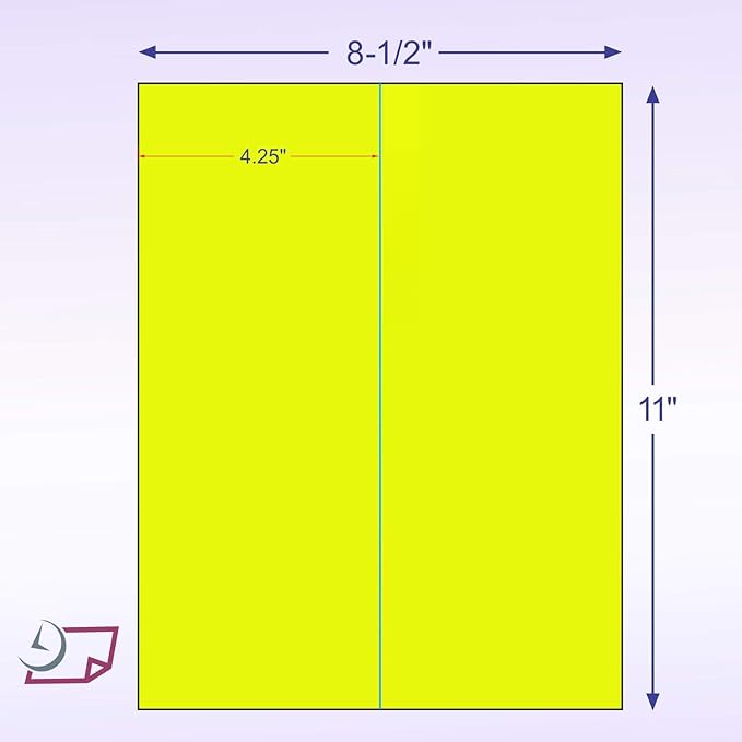 NextDayLabels - 8-1/2 x 11 Neon Color High Light Fluorescent Labels for Laser & Inkjet Printer (Yellow Fluorescent, 4-1/4" x 11" - 2 Per Page | 50 Labels)