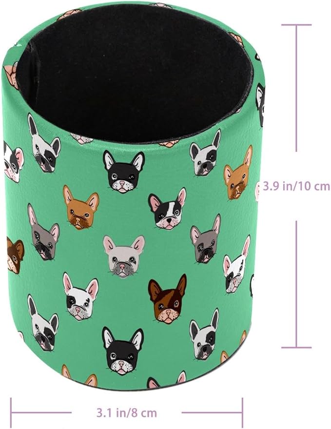 Cute French Bulldog Desk Pen Holder Stand Pencil Cup Pot Desk Organizer Makeup Brush Holder