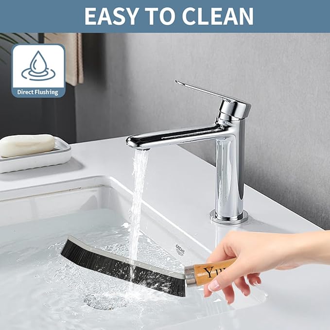 YuvQng 4-Piece Set Crevice Cleaning Brush - Multifunctional Hard Bristle Cleaning Brush for Bathroom, Kitchen, Window, Faucet, Toilet & Grout - Durable Household Cleaning Tools Essentials (Silvery)