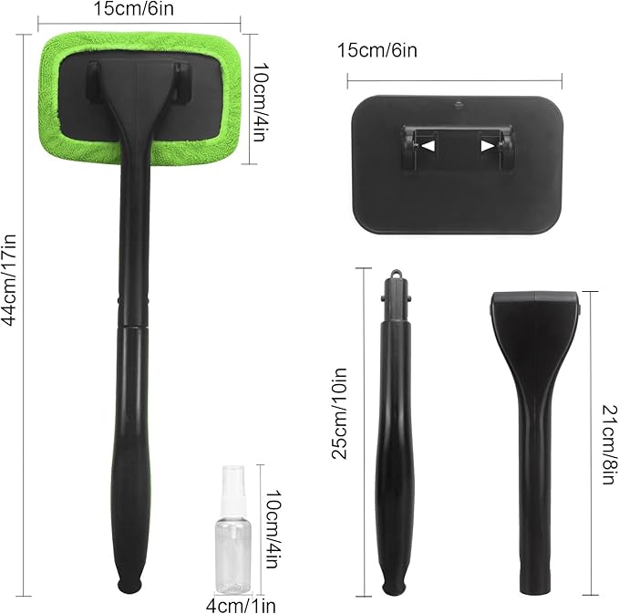 SoSickWithIt Car Windshield Cleaning Tool, Windshield Cleaner with 4 Washable and Reusable Microfiber Pads and Extendable Handle, for Auto Glass Wiper