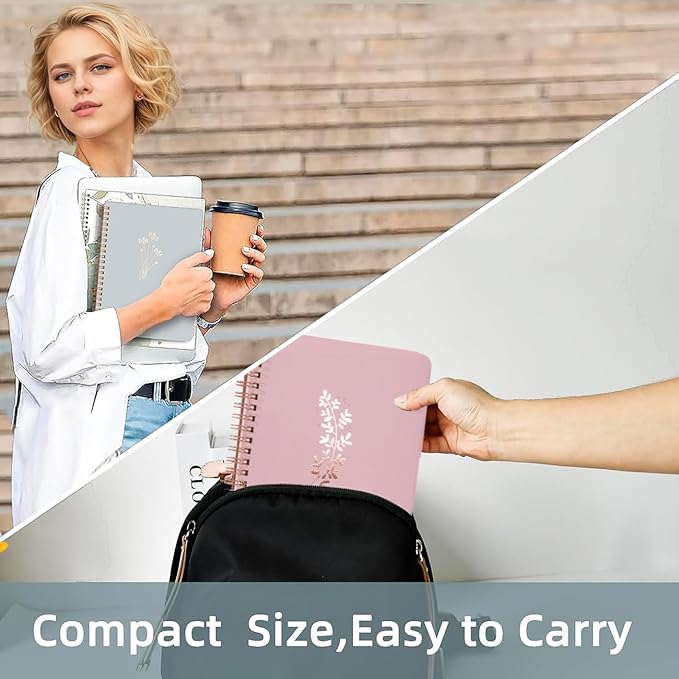 XIUSHE 3 Pack Hardcover Spiral Notebook Spiral Journals for Women 160 Pages, 6.3 x 8.3 Inches,100gsm Paper,Cute College Ruled Notebook,Back Pocket,Office Supplies (CS-fashion)