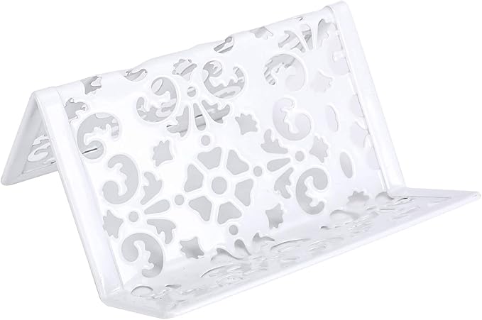 EasyPAG 5-Piece Desk Organizer Set with Carved Floral Design - No Assembly Stackable 2-Tier File Tray, Letter Sorter, Pen & Card Holders for Office/Home/Dorm, White