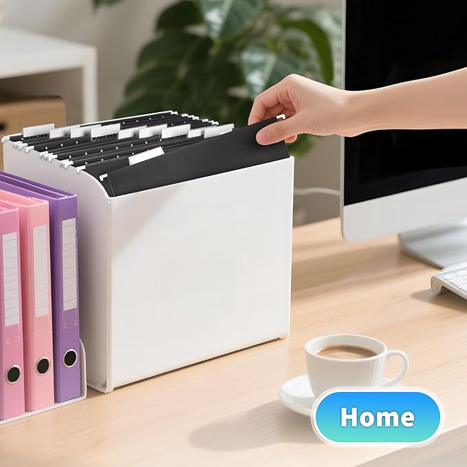 25-Pack Black Hanging File Folders, Letter Size (8.5" x 11Inch), Includes 35 Transparent Label Cards & 50 Sticker Labels,1/5-Cut Tabs for Home & Office Organization