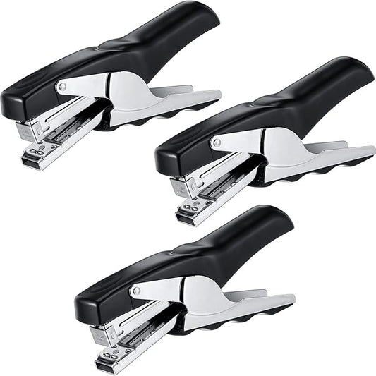 Yexiya Heavy Duty Plier Stapler Heavy Duty Office Hand Held Stapler Effortless 50 Sheet Capacity Desk Good for Stapling Home Warehouse School, Black(3 Pcs)