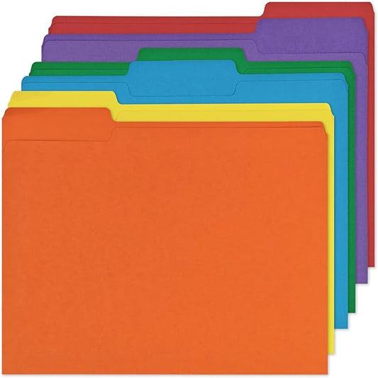 12Pcs Colored File Folders Letter Size Manilla File Folders with 1/3-cut Tabs Decorative File Pockets for Office School Business Home Organizer (12, Rainbow Color)