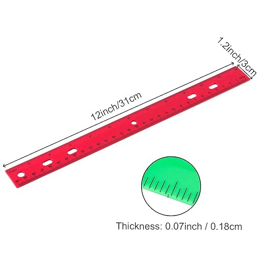 ZOENHOU 96 Pack 12 Inch Plastic Ruler Bulks, Colored Straight Rulers Set with Centimeters and Inches, 4 Assorted Colors Flexible Ruler for School Supplies, Kids