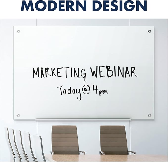 Quartet Non-Magnetic Glass Dry Erase White Board, 96"W x 48"H Whiteboard, Infinity Frameless Mounting, White Surface (G9648NMW)