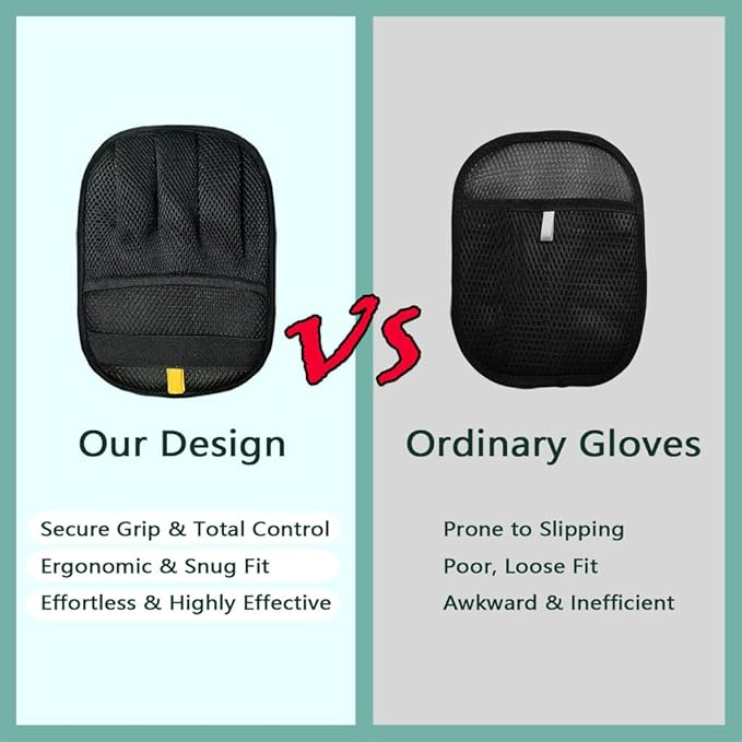 WQLTED 2-Pack Reusable Electrostatic Pet Hair Remover Gloves for Furniture, Carpets, Car Interiors & Auto Upholstery.