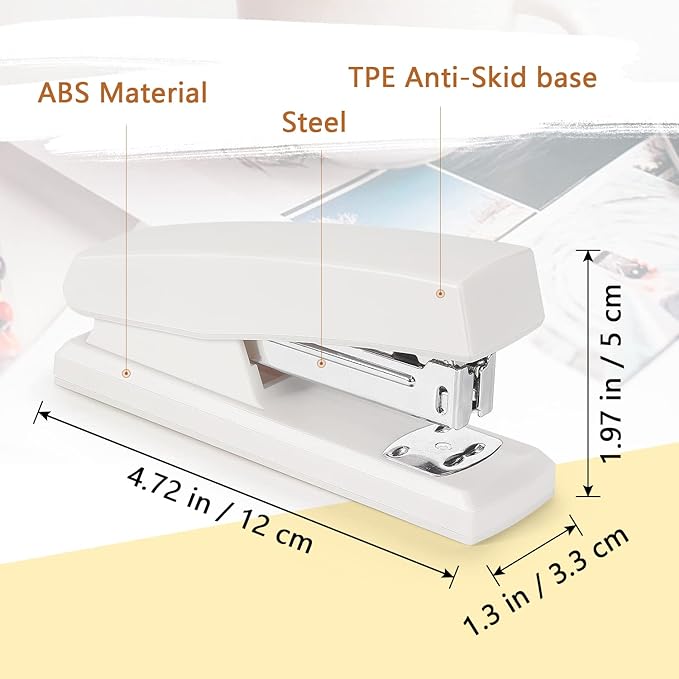 Tamaki Stapler, Office Stapler, Small Staplers for Desk, White