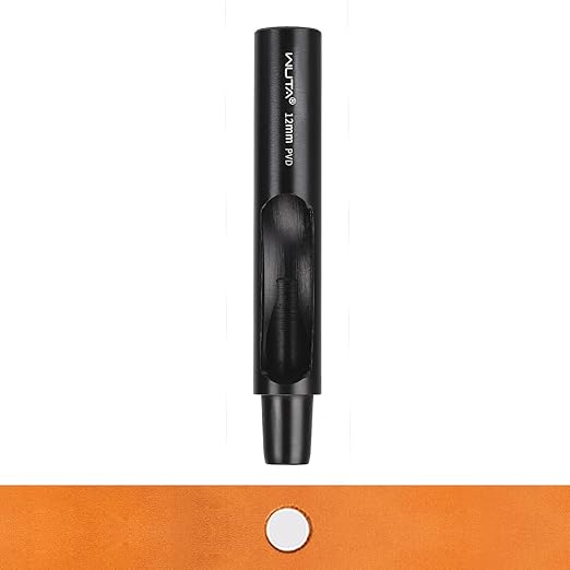 WUTA Leather Punches Round Hole Puncher Plating Titanium Hollow Punching Tool Working for Watch Band, Fabric, Plastic (1pc 12mm Hole Punch)