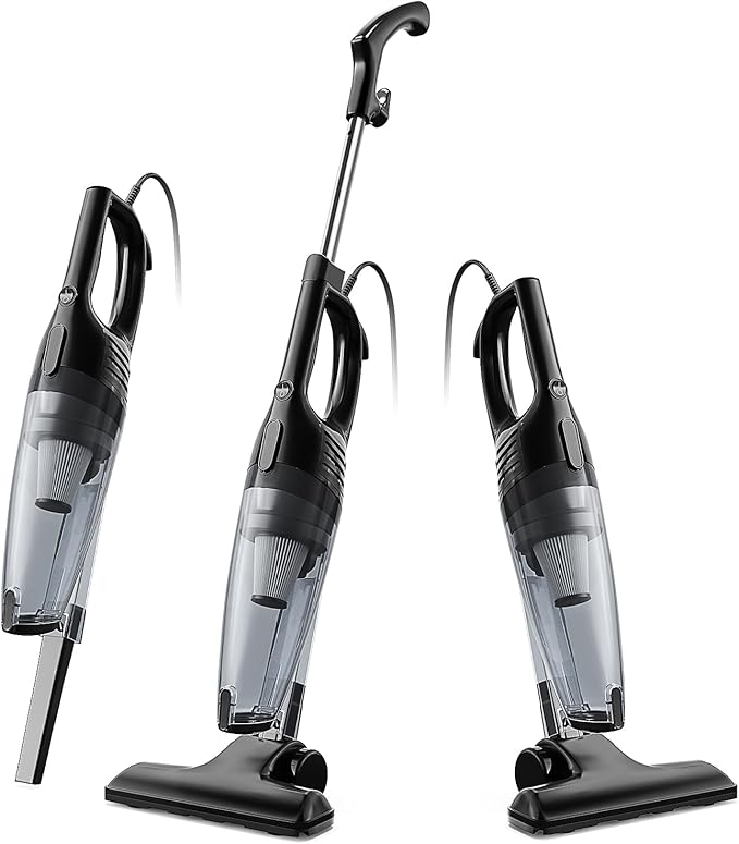 Avvnee Corded Stick Vacuum Cleaner – 15000Pa Strong Suction 600W Motor, Ultra-Light 3 lbs Design for Pet Hair, Hard Floors & Low-Pile Rugs | Includes Crevice Tool, 1L Dust Cup, 16.7ft Cord (Black)