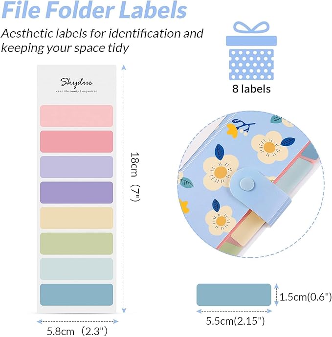 SKYDUE Expanding File Folders with 8 lables, Floral Printed Accordion Document Folder Organizer US Letter Size