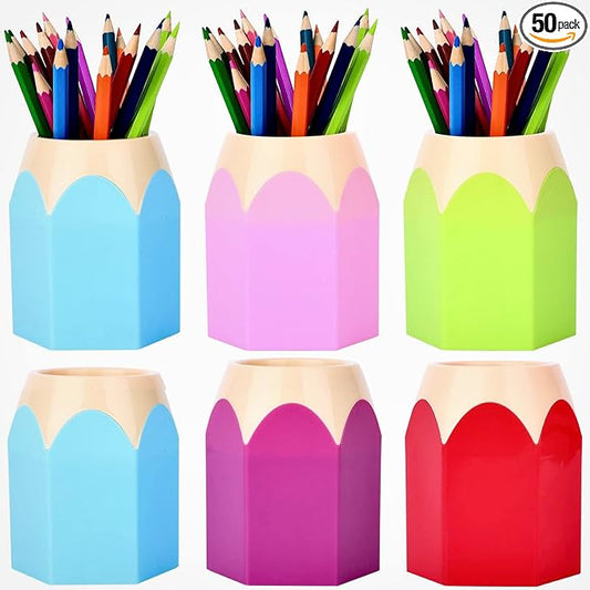 6pcs Pencil Shaped Pen Holders,Pencil Storage Organizer,Cute Desktop Pen Cup,Makeup Brush Container,Pencil Pot,Cartoon Stationery Rack,Creative Stationery Storage,for Office Home Decoration