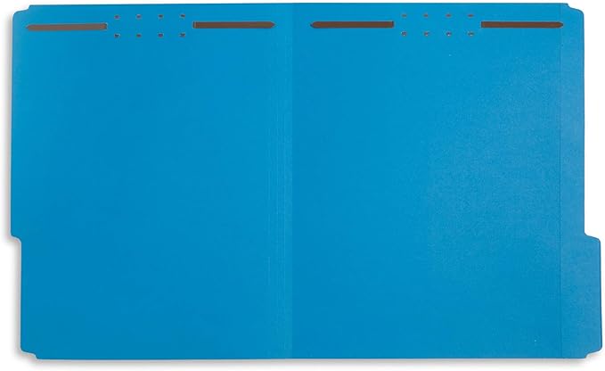 50 Fastener File Folders - 1/3 Cut Reinforced Tab - Durable Blue Folders with Prongs- 2 Prong Design for Medical Files, Law Client Files, Office Reports - Letter Size, 50 Pack (Blue)