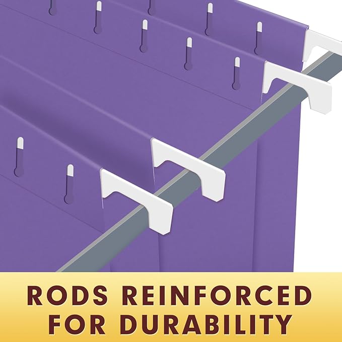 HERKKA Hanging File Folders, 30 Pack Reinforced Letter Size Hanging Folders, Designed for Bulky Files, Filing Cabinet, 1/5-Cut Adjustable Tabs (Purple)