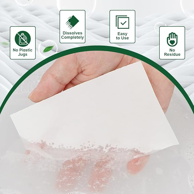AIDEA Laundry Detergent Sheets, Unscented-(200 Loads) 100 Sheets, No Plastic Jug, Lightweight & Easy To Use For Travel, Apartments, Dorms