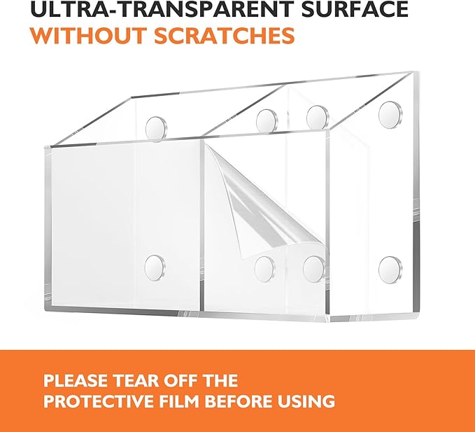 Magnetic Pen Holder Classroom Organization Acrylic Marker Holder for Whiteboard Refrigerator Locker Accessories Pencil Dry Erase Marker Basket (2 Compartments * 1)