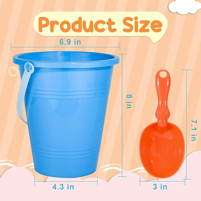 Holady Beach Toys Sand Toys Beach Shovels Beach Pail Set for Kids Summer Beach Essentials Outdoor Sand Play Fun Activities Beach Pails & Shovels