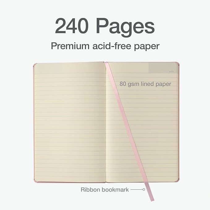 Oxford Journal, Lined Writing Notebook, Writer's Journal, Classic Notebook for School or Office, 240 Pages, 5" x 8.25", Hardcover, Blush (75501)
