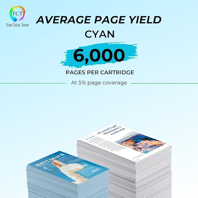 TCT 507A Cyan Toner Cartridge - Compatible Replacement for HP 507A CE401A Works with HP Laserjet Enterprise M551 M575, Pro M570 M570DW Printers (6,000 Pages)