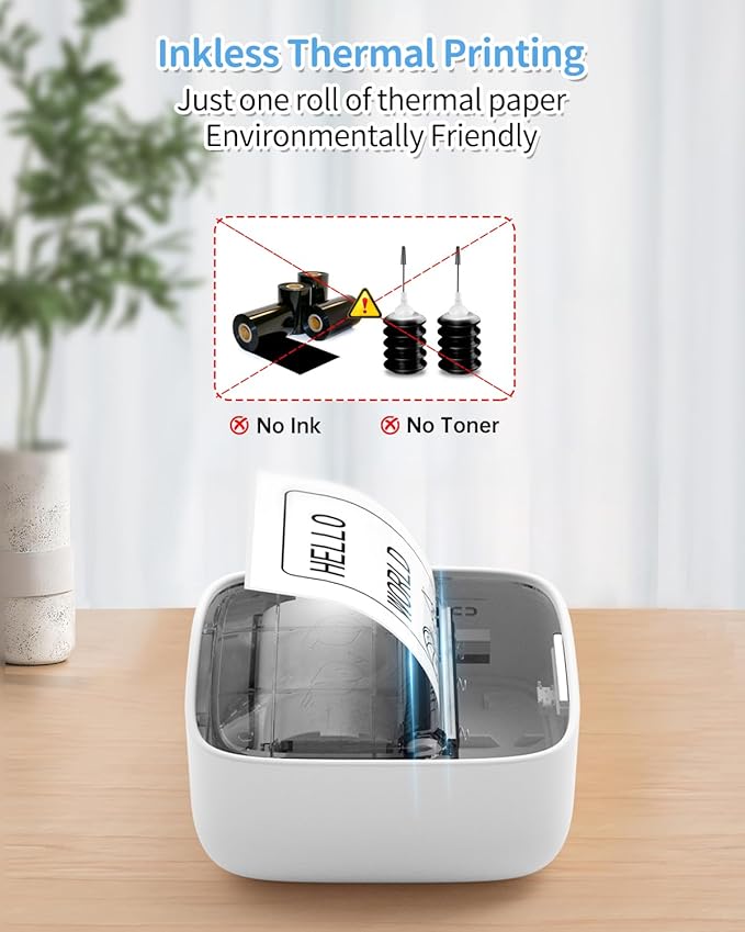 iDPRT Sticker Maker, Portable Thermal Printer with 1 Roll Sticker Paper, Bluetooth Inkless Printer Mini Label Maker for Study, DIY, Notes, Mini Label Maker with Multiple Template in Free App (Blue)