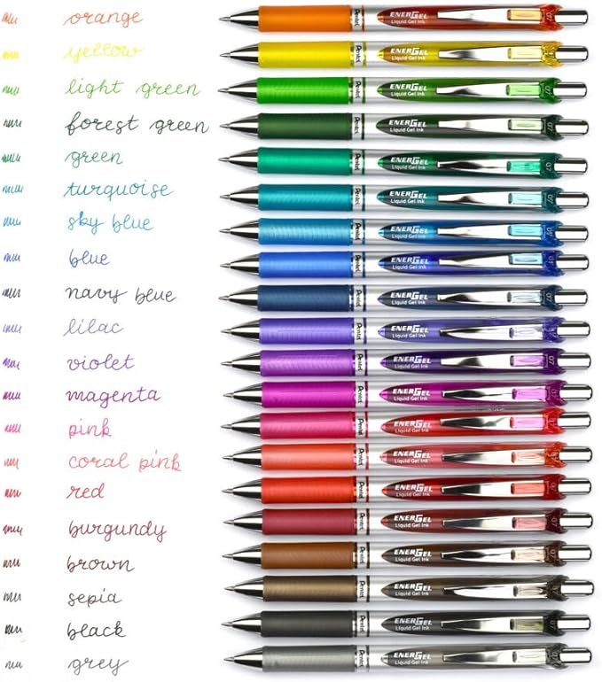 Pentel BL77-BO Energel XM Retractable Gel Pen with 0.7 mm Tip, 0.35 mm Line Width - Red, Pack of 12