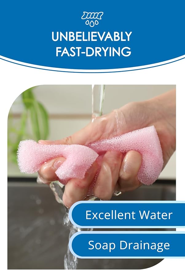 [SunSun Sponge] Kitchen Sponge 4-Pack, Multi-Purpose for Dishwash, Bath, and Stovetop, Excellent Drainage & Rich Lather, Durable & Long-Lasting, Kitchen & Household Essentials, Premium Black