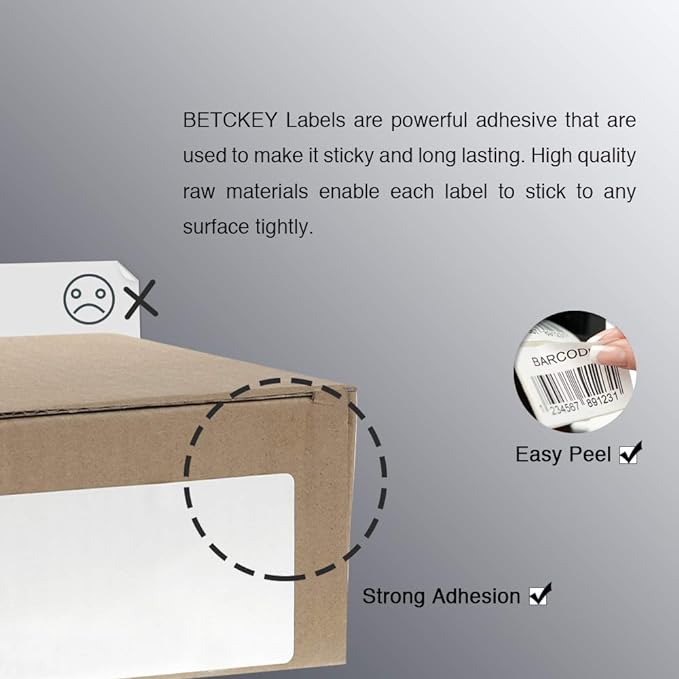BETCKEY - 3" x 2" (76 mm x 51 mm) Multipurpose & Shipping Labels Compatible with Zebra & Rollo Label Printer,Premium Adhesive & Perforated [10 Rolls, 7500 Labels]