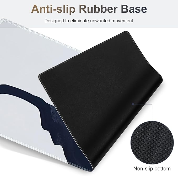 Gaming Mouse Pad Keyboard Wrist Support, 4 in1 Mousepad with Wrist Keyboard Rest, Computer Desk Mat, Non-Slip Desk Pad with Memory Foam Easy Typing Pain Relief I Grey Abstract Moon Mountain