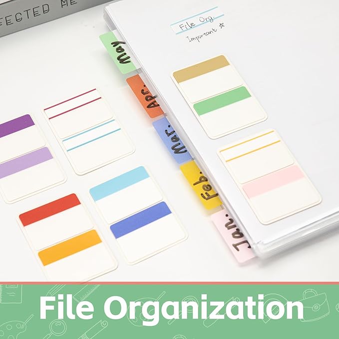 KICNIC Sticky Tabs 480 Pcs 2Inch, Pastel Book Tabs, Adhesive BOPP Page Tabs, Transparent Annotation Labels, Tabs for Notebooks, Small Markers for School, College, Office (12 Colors)