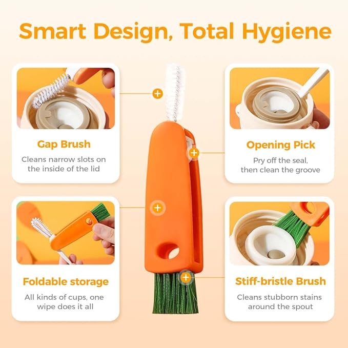 Upgrade 3 in 1 Cup Lid Cleaning Brush Set, 2025 New 12PCS Multifunctional Bottle Crevice Portable Cup Lid Cleaning Brushes, Crevice Cleaning Brush, Home Kitchen Crevice Brush Tools (2)