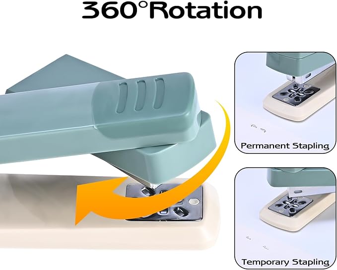 M&G Cute Swing-Arm Swivel Stapler with 1000 Staples, 360 Degree Rotate Desk Stapler, 25 Sheets Capacity, Jam Free, Desktop Stapler for Book and Booklet Binding (Green)