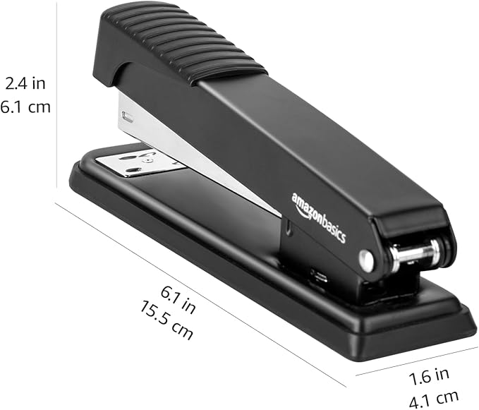 Amazon Basics Full-strip Metal Office Desktop Stapler, 20 Sheet Capacity, 3 Pack, Black