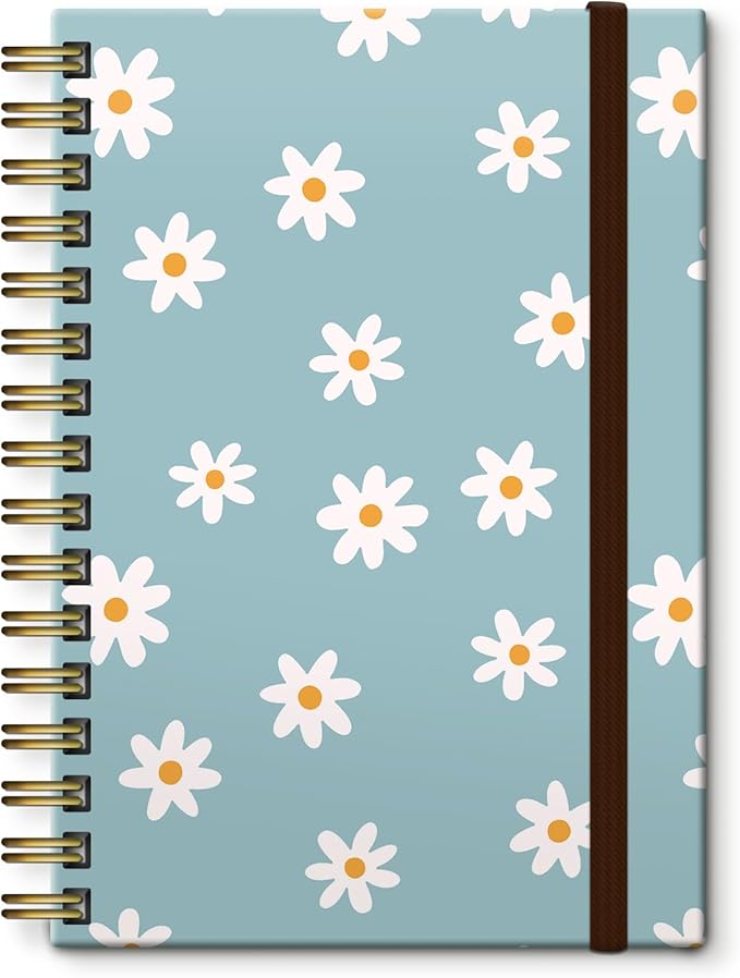Spiral Journal Notebook,Strong TwinWire Binding with Premium Paper for Girl Women,Cool Funny 120 Pages,100gsm A5 College Ruled NotebookJournal,Perfect for Gifts Nurse Teacher Women(Cute Daisy)