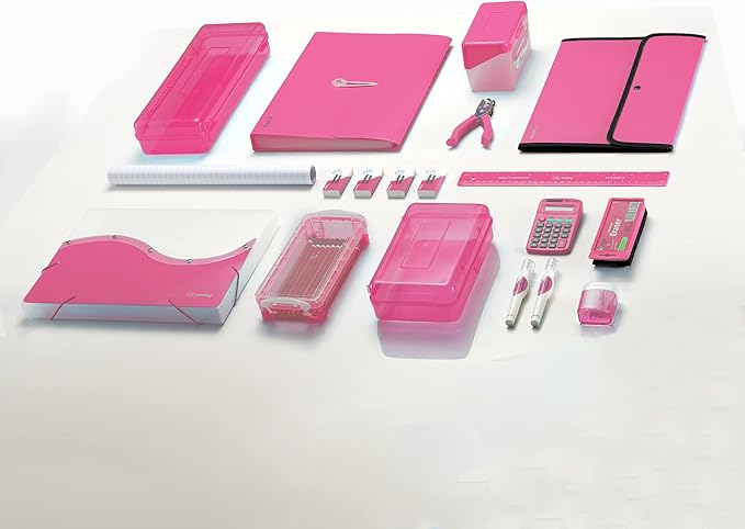 Calculator Pink, Basic Small Solar and Battery Operated, Large Display Four Function, Auto Powered Handheld Calculator School and Kids Available in Green, Red, Purple, Grey, Blue, 1 PK – by Enday