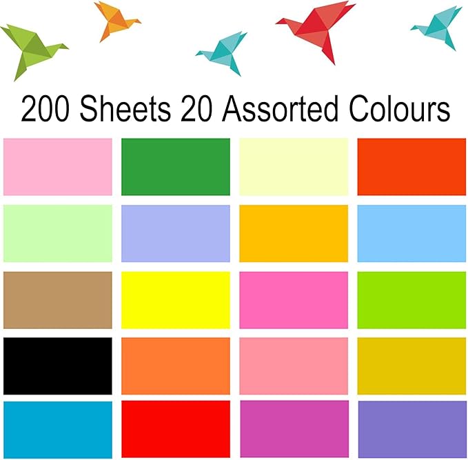200 Sheets Colored Paper 6 x 6inch - Cezmkio Colored Paper (20 Colors) Assorted 70gsm Handmade Copy Paper Pastel Paper Cardstock for DIY Arts and Crafts Colorful Projects