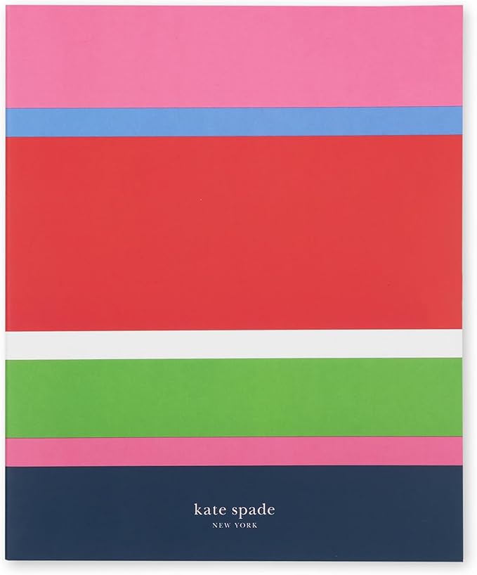 kate spade new york Small Concealed Spiral Notebook, 8.25" x 6.75" Journal Notebook with 112 Lined Pages (Sunny Day Stripe)